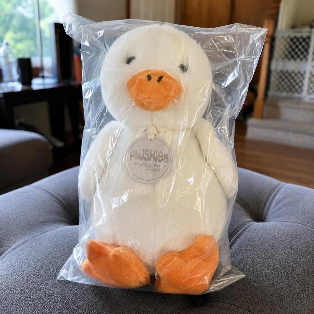 Plushies Huggable Animal White Duck Plush Orange Beak Feet New Sealed